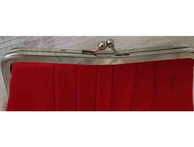 Stunning Red Satin Clutch with Chain Strap