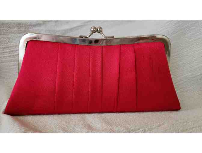 Stunning Red Satin Clutch with Chain Strap