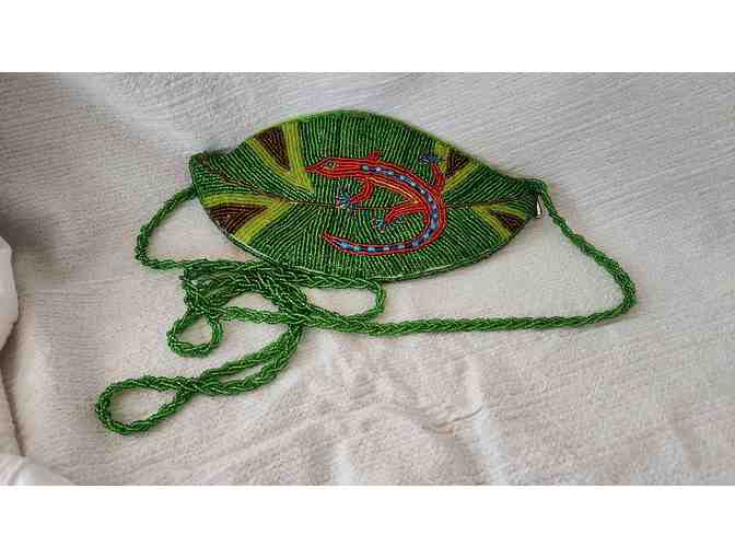 Vibrant Beaded Gecko Clutch