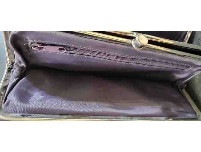 Double Clutch Wallet Magnetic Distressed Leather Lilac Purple