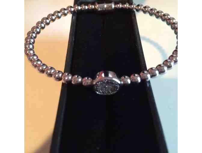 Sterling Silver Pave Diamond Bangle Bracelet GORGEOUS!