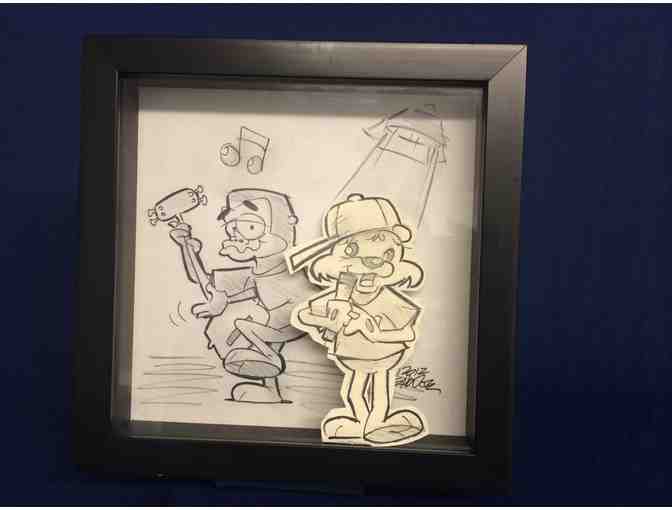 Snuggy Bear & The T-Shirt Kids Framed & Autographed Production Drawing by Dave Shelton
