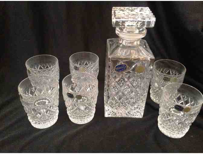 Bohemia Crystal Whiskey Decanter and 6 Glasses