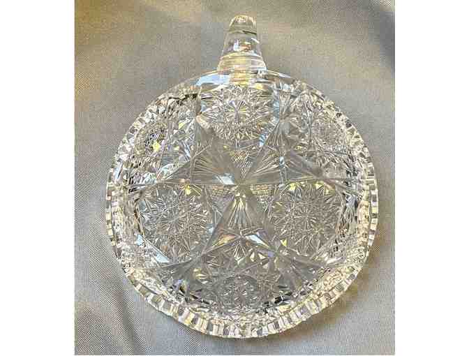 American Brilliant Cut Crystal Candy Dish with Handle