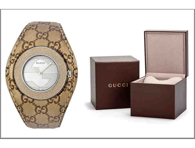 GUCCI U-Play Silver Dial Champagne Leather Watch
