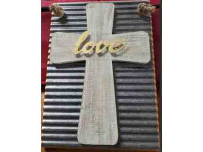 Rustic Tin Cross Picture