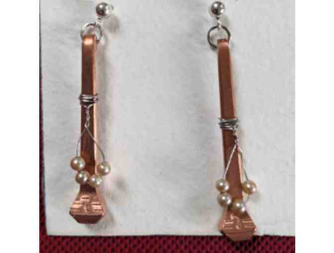 Copper Horseshoe Nail Earrings - Photo 1