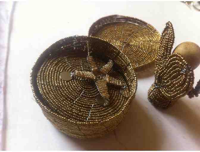 Gold-coloured Handmade Coaster set and Ornament