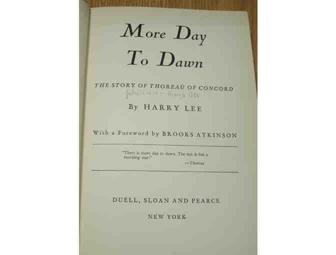 More Day to Dawn: The Story of Thoreau of Concord, by Harry Lee  (1941)