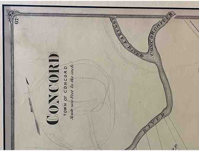 1875 Beers Atlas Map of Concord, Mass. (original page, framed, with marks)