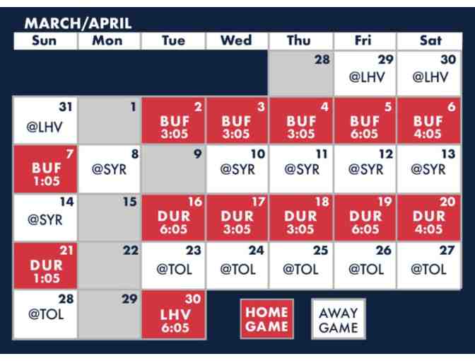 4 General Admission Tickets to an APRIL 2024 WooSox Home Game