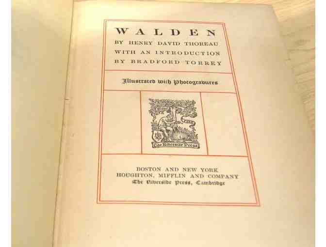 Walden, by Thoreau, intro by Bradford Torrey, 1897 / 1902 edition with photogravures