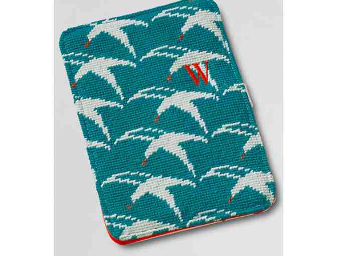 Land's End Needlepoint Nook-Kindle Case - Turquoise Seagull