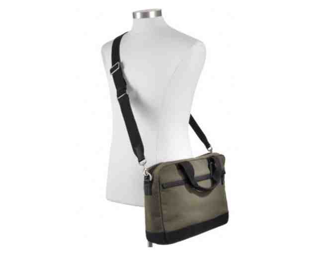 COACH CAMDEN CANVAS ZIP TOP BRIEF: GUNMETAL/FATIGUE/BLACK-  new with tags