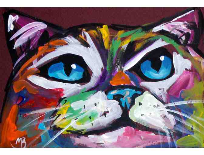 Artist-Signed, Incredible Original Painting - Technicolor Dream Cat