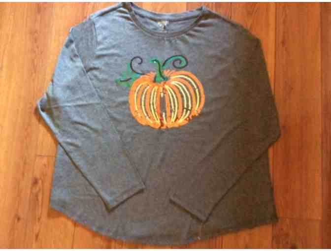 Sequined Pumpkin Shirt Womens 2X