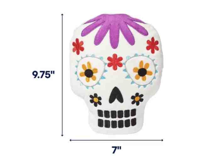 Halloween Day of the Dead Sugar Skull Plush Squeaky Dog Toy - Photo 1