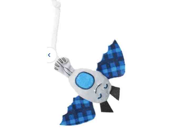 Halloween Cutie Bat Plush Cat Toy with Catnip - Blue Plaid - Photo 1