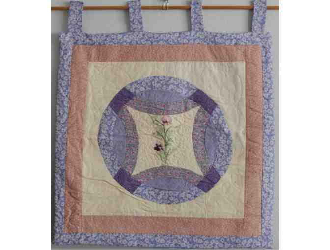 Two Sided Spring Flower and Blue Ice Quilted Wall Hanging