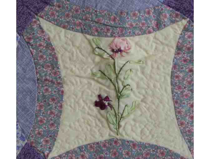 Two Sided Spring Flower and Blue Ice Quilted Wall Hanging