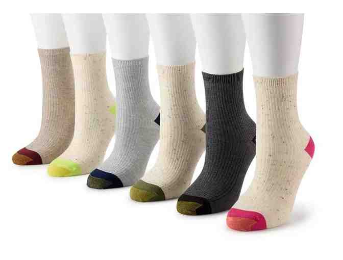 Womens Gold Toe Designer Crew Socks 6 Pair - Photo 1