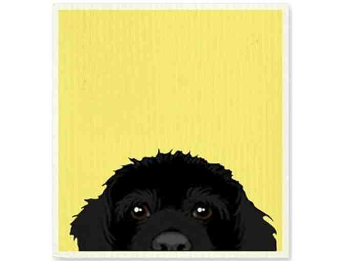 Swedish Dishcloth - Peeking Pup on Yellow - Photo 1