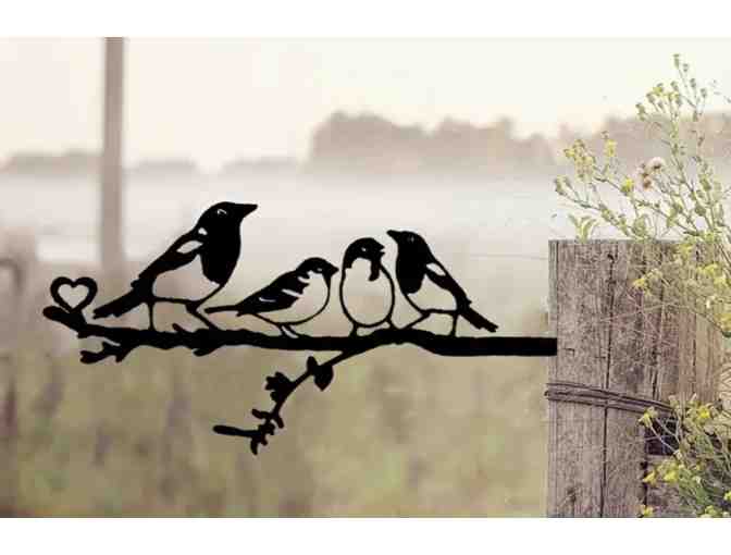 Four Birds on a Branch Steel Silhouette Garden or Home Decor - Photo 1