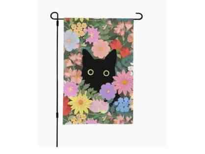 Cat in the Flowers Garden Flag