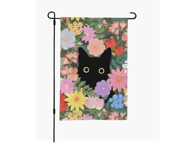 Cat in the Flowers Garden Flag - Photo 1