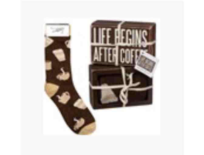 Life Begins After Coffee Box Sign And Sock Set - Photo 1