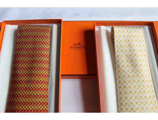 Pair of Hermes Silk Ties - Fall Collection