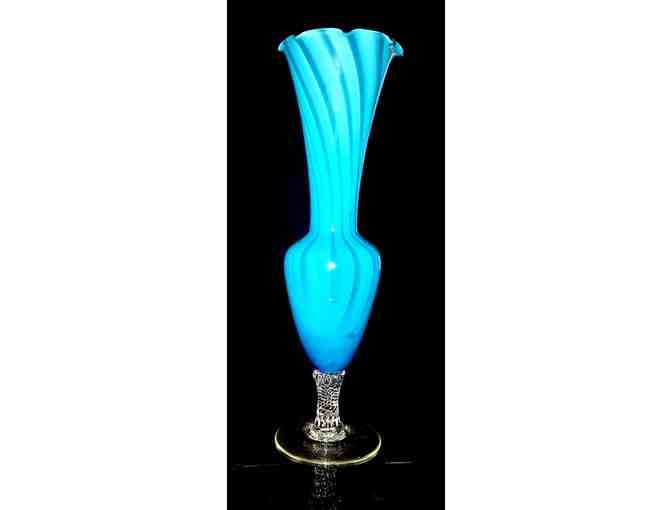 Blue Glass Stem Vase