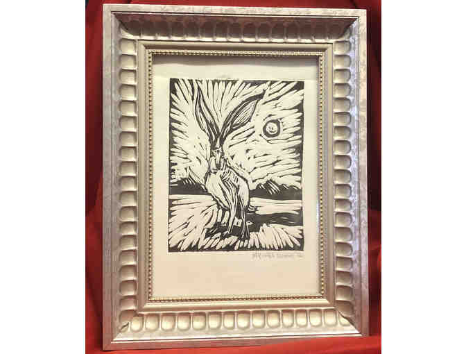 93- Small Framed Pen and Ink Rabbit Sketch by Michael Dunne