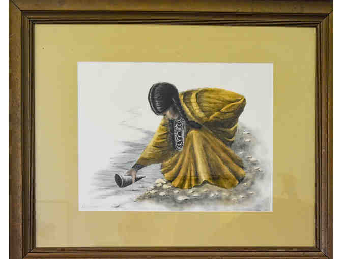 'Reflections' Painting of Indigenous Girl With Seashell, by Tapouz, Framed