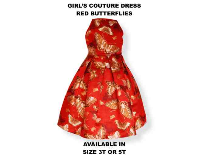 Girls Couture Red Butterflies Dress