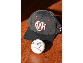 UNM Baseball Cap & Baseball signed by Jordan Pacheco of the Colorado Rockies