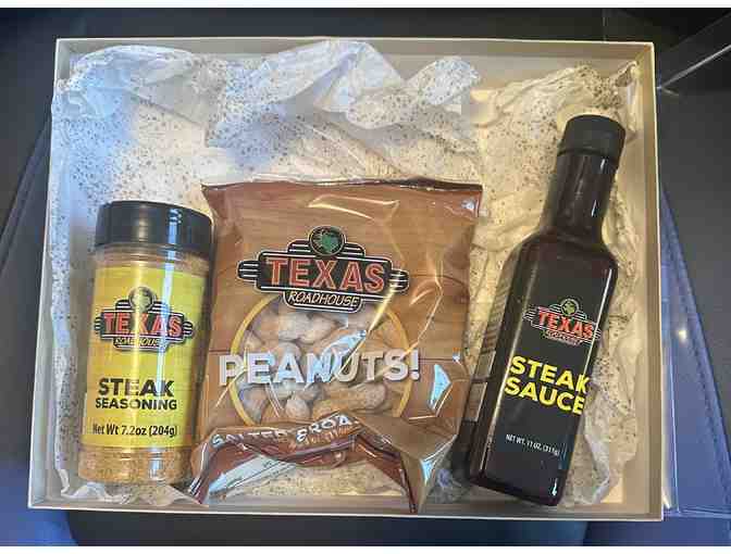 Texas Roadhouse Dinner for 2 With Gift Box Containing Peanuts, Steak Seasoning, and Sauce