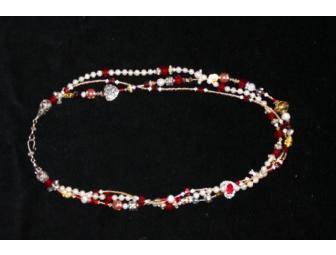 Triple Strand Pearl & gemstone Necklace