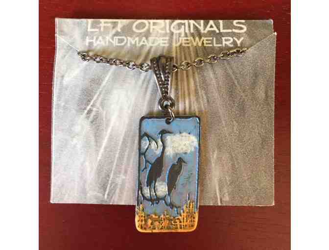 Etched Metal Heron Necklace