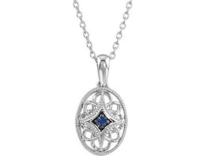 Genuine Sapphire Necklace in Silver Vintage Design
