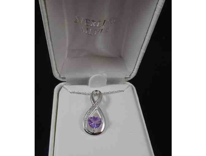 Genuine Amethyst and Diamond-Accent Heart and Infinity Pendant Necklace
