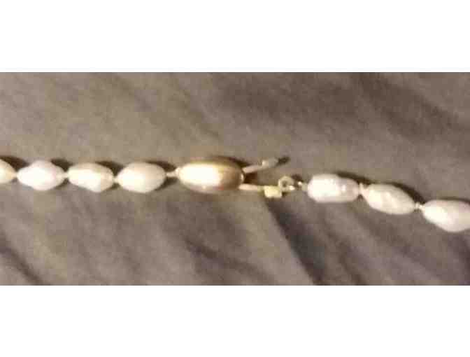 Natural Gemstone Freshwater Pearl and Gold Bead necklace
