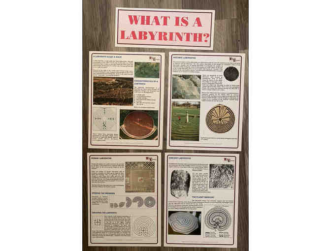 Three-poster display about labyrinths