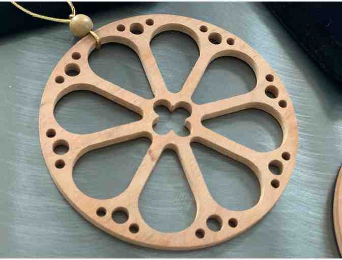 Rose Window Ornament - Cherry Wood (#2)