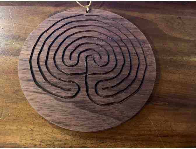 Labyrinth Ornament - Walnut Wood