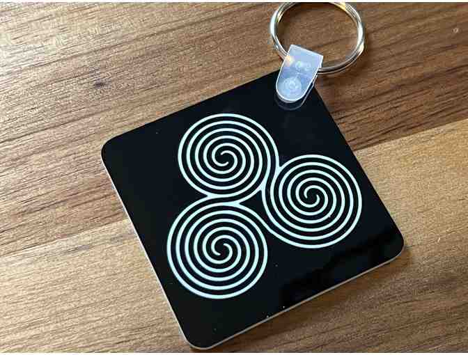 Dual Sided Triple Spiral Keychain