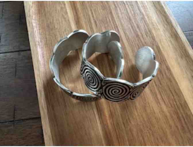 Two Pewter Cuff Bracelets | Celtic Spirals