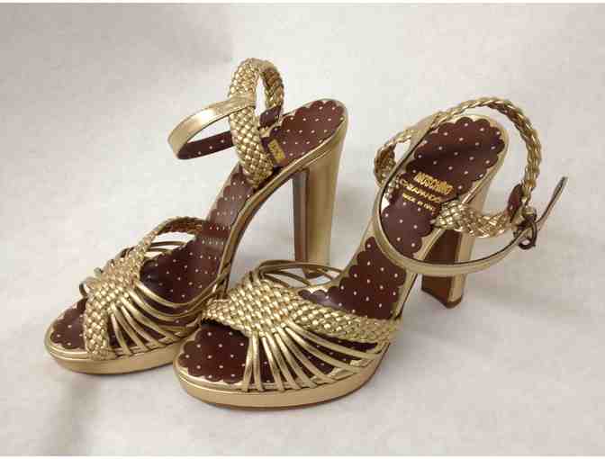 ! Golden MOSCHINO High Heels Sandals, Size 36.5