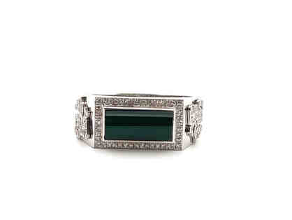 Rectangle Jade Ring w/ diamond setting