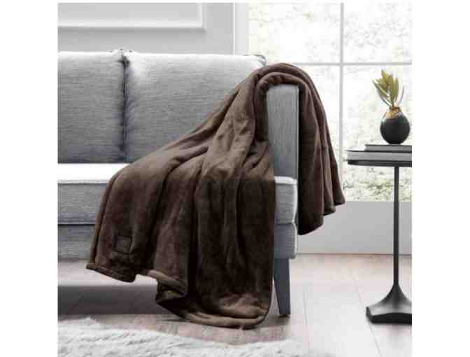 Brookstone 50"X60" Cozy Heated Throw Blanket, Deep Brown - Photo 1